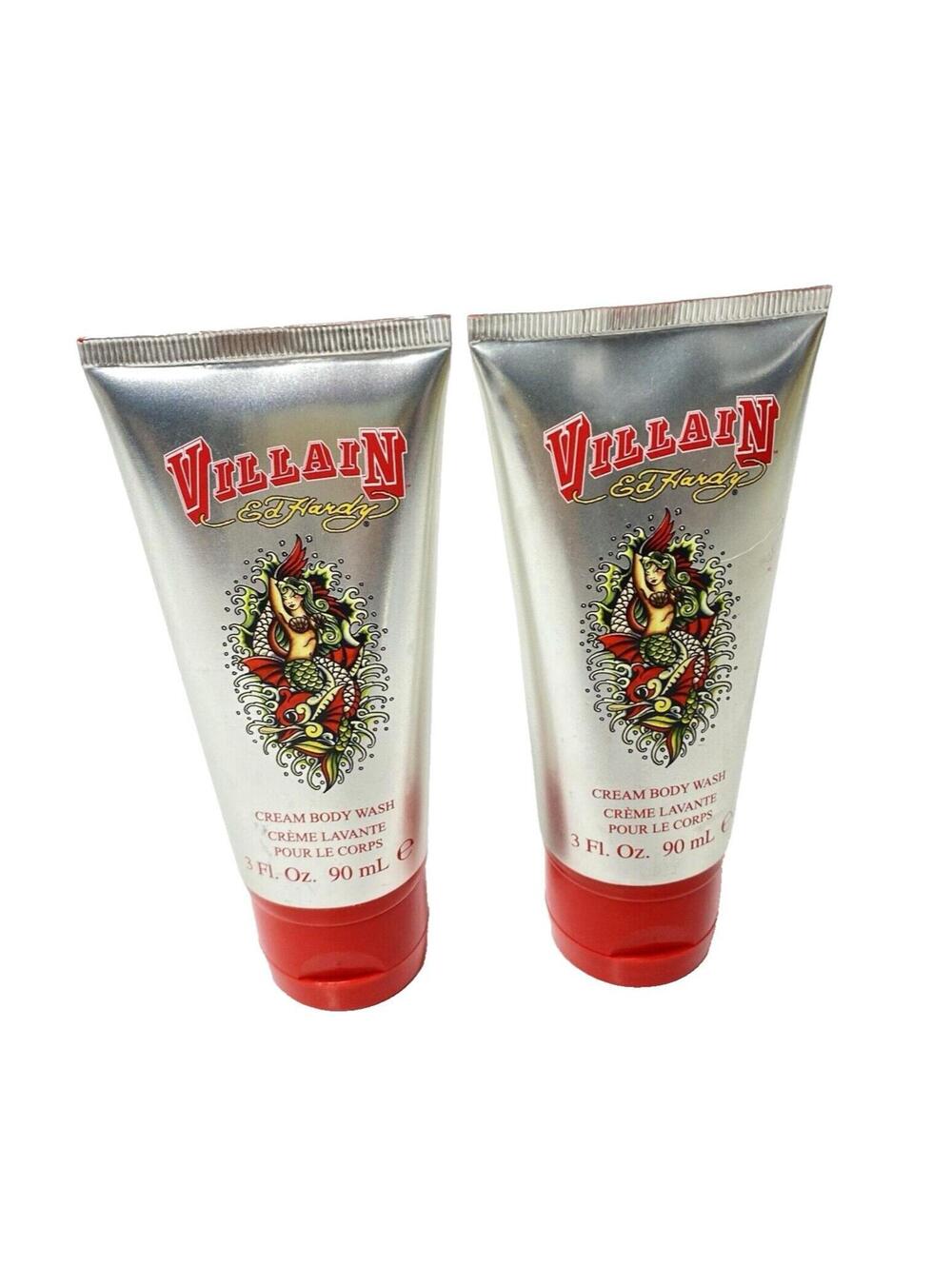 2pc Ed Hardy Villain Cream Body Wash Scented Shower Gel, 3 FL OZ Set of 2, New